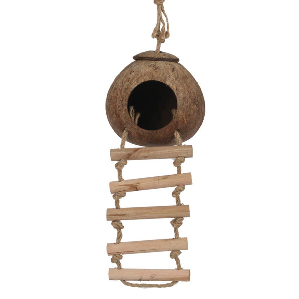 NEWFT Bird House with Perch Ladder Encouraging Feet and Beak Exercise Habitat with Hanging Rope