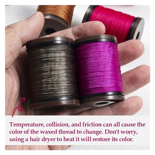 Hilo encerado redondo 0.4 mm de poliéster fuerte con recubrimiento de cera para costura de cuero y pulseras trenzadas DIY (Color: 23 Marrón) miniatura 6
