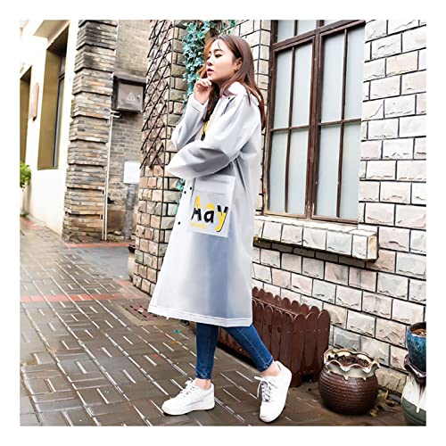 Poncho de lluvia portátil blanco largo con capuchas ajustables y diseño reutilizable 2