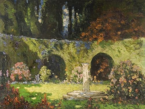 Affiche Toile Dans un Jardin du Vieux Monde par Edwin Mostyn | Impression d'Art Portrait 60x90cm