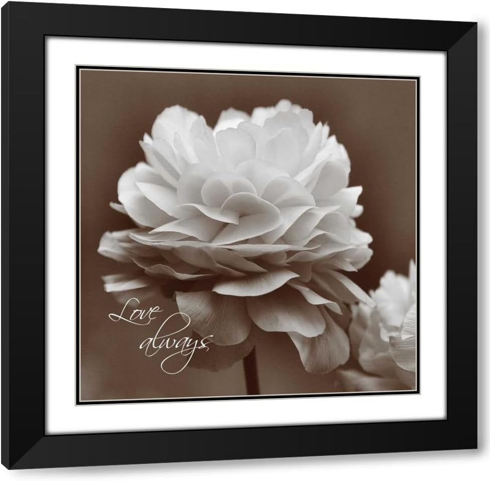 ArtDirect Sepia Blossoms II 15x15 Black Modern Wood Framed with Double Matting Museum Art Print by Romita, Denise