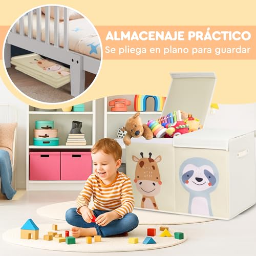 Miniatura 4 de Tutifu Caja De Almacenaje De Juguetes Beige, Plegable Y Resistente De 78 Litros. Tela Oxford. Baúl Para Juguetes Infantil, Organizador De Juguetes. Almacenamiento Para Guardar. No Apta Para Sentarse