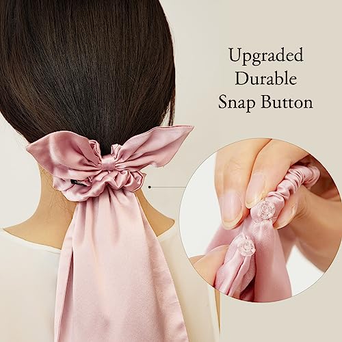 Image of LILYSILK 100% Silk Bonnet for Sleeping & Daily Usage, 2-in-1 Silk Hair Ties with Silk Scrunchies for Long and Curly Hair Elastic Adjustable for Women Ladies and Girls Rosy Pink