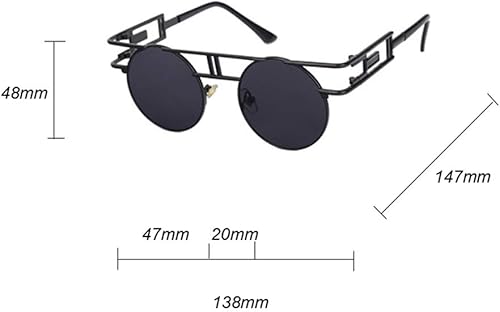 Miniatura 5 de kachawoo Gafas de sol redondas góticas steampunk para hombre, gafas de sol de metal retro, accesorios para mujer