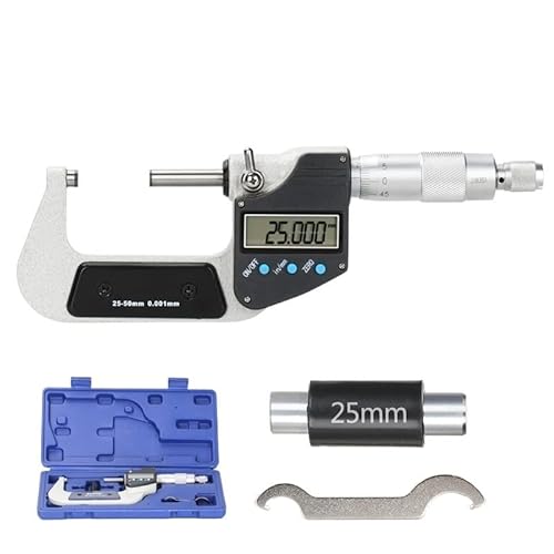 Micrometer Caliper Accuracy 0.001mm Digital Outside Micrometer 0-25/50/75/100mm Digital Caliper Gauge Measuring Tools - Measuring Layout Tools(25-50mm)