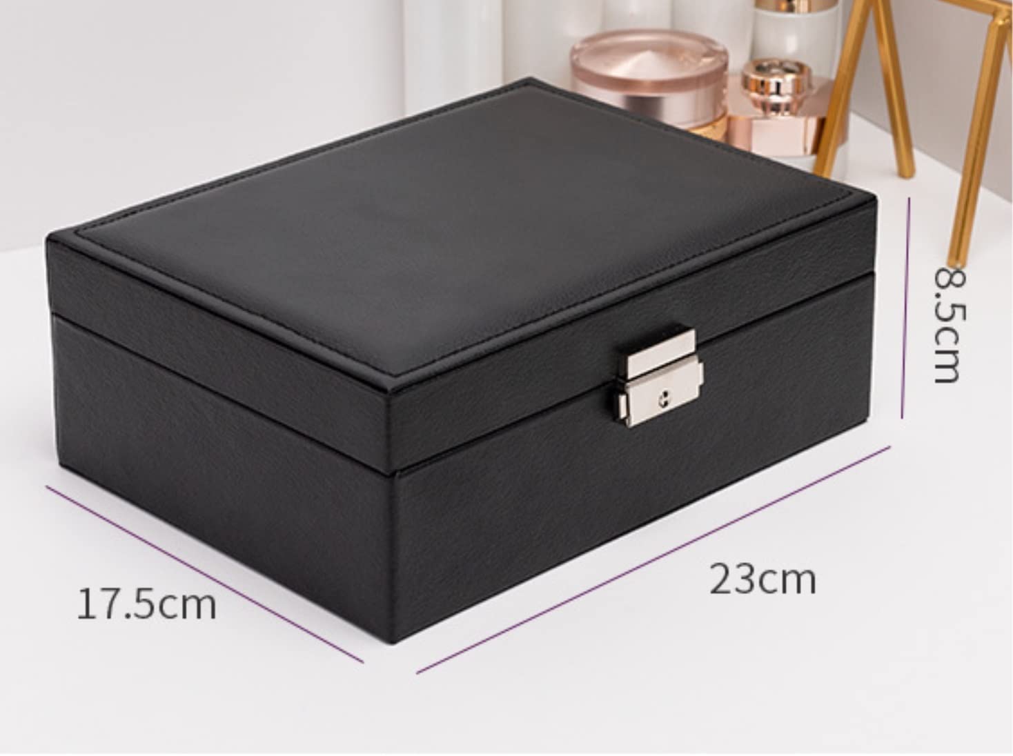 Organizer na Biżuterię Pudełka do zegarków Zegarek Wyświetlacz Schowek Biżuteria Case Organizer Drewniany odpowiedni organizer Etui do Przechowywania(Black)