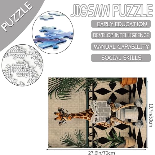 Tucocoo Cute Giraffe on the Toilet Jigsaw Puzzle 1000 Pieces for Adults Nordic Bath Art Home Decor Perfect Family Activity - Image 3
