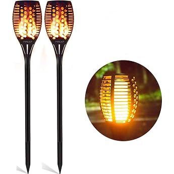 Fvtled Garden Light 96 LED Garden Torch Automatic On / Off Light Sensor till dawn Spotlight Garden Lighting Solar Spotlight for outdoor Warm Waterproof IP65 [Energy Class G]