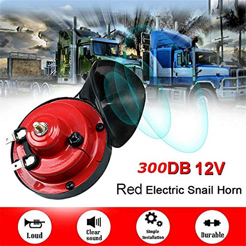 NUENUN 300DB Super Loud Train Horn for Truck, Boat, Car - 4pcs 12V Waterproof Double Air Electric Snail Single Horn With Raging Sound (Black and Red) - Thumbnail 2