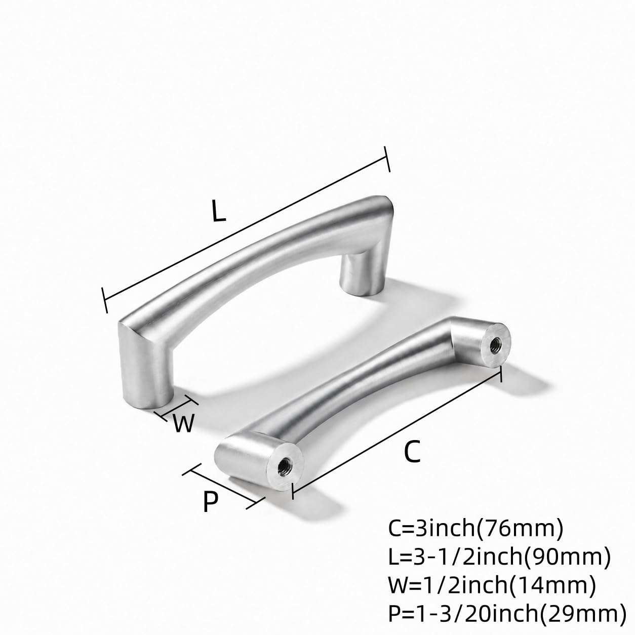 KHTUMEWARE-80445 Brushed Nickel Cabinet Pulls CTC 3 in (76 mm) 5-Pack in Brushed Nickel — KHTUMEWARE