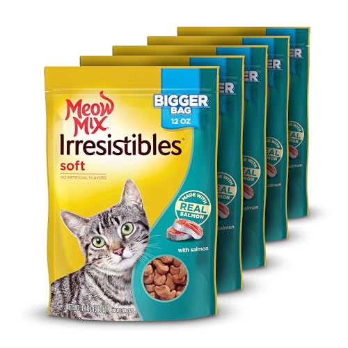 Meow Mix Irresistibles Soft Cat Treats, Salmon, 12 Ounce (Pack of 5)