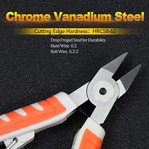 SPEEDWOX 5 Inch Diagonal Cutting Pliers Tapered Head Ultra Sharp Model Sprue Wire Clippers Electrical Wire Cutter Side Cutting Nippers with Safety Lock CR-V Steel - Thumbnail 3