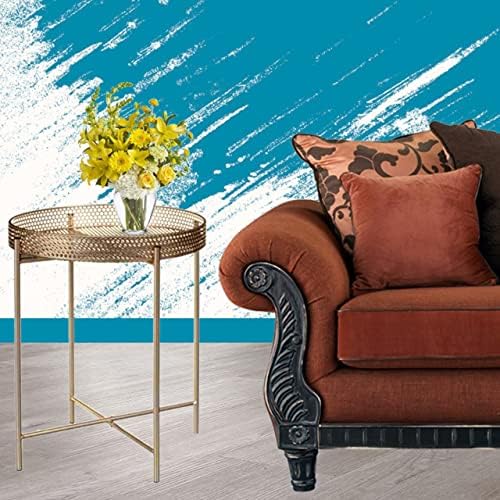 PaMeer Modern Style Gold Coffee Table, Tray Table, Living Room Tables, Round Side Table, Metal Bedside Table With Removable Top Tray & Beautiful Perforated Raised Edges_ 45.5 x 6.4 x 47.3 Cm