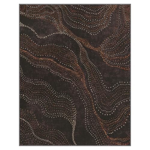 BEIMO Area Rugs 8x10 for Living Room Bedroom, Modern Abstract Dotted Pattern Machine Washable Rug, Large Soft Low Pile Floor Carpet with Non Slip Backing for Dining Room, Charcoal Brown