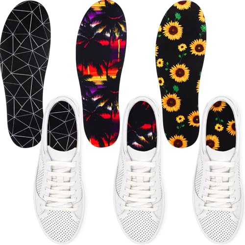 Image of 3 Pairs No Show Socks Sockless Shoe Liner Washable Barefoot Shoe Insoles No Slipping Inserts(Cute Style)
