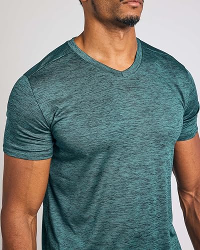 Real Essentials 5 Pack: Men’s V-Neck Dry-Fit Moisture Wicking Active Athletic Tech Performance T-Shirt