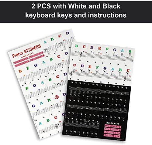 Piano Keyboard Stickers for 49/54/61/88 Key - Piano Stickers,Keyboard Note Stickers for Black and White Keys, with Colorful Bigger and Bold Letters,Transparent and Removable
