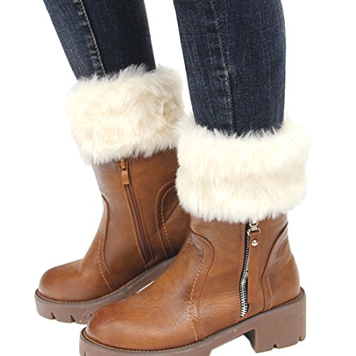 Image of Womens Fur Trim Boot Cuff Top Cover Leg Warmers
