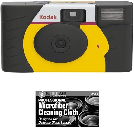 Bundle of Kodak Max Power 35mm One-Time Single-Use Disposable Camera (ISO-800) with Flash - 27 Exposures with Microfiber Cloth