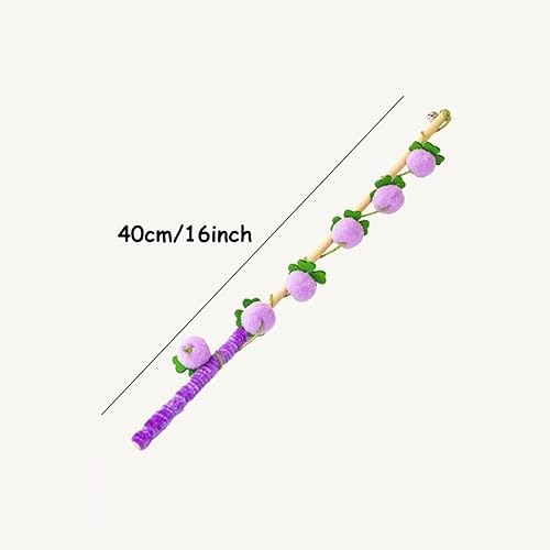 Miniatura 5 de Juguete de varita para gatos con campana - Teaser interactivo de bambú para gatos de interior - Uva púrpura