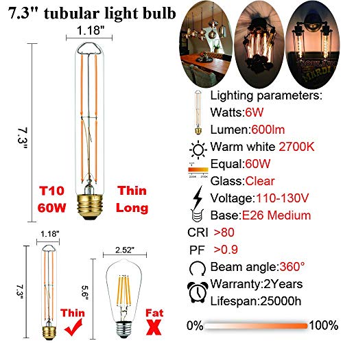 Litehistory Dimmable E12 Candelabra Bulb 60 Watt 6Pack E26 Edison Bulb 6W=60 Watt Edison Light Bulbs 60 Watt For Chandeliers,Ceiling Fan,Wall Scones,Vanity 6Pack Warm 2700K Ac120V Tubular Light Bulb #TOP7