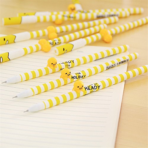 Cute Kawaii Cartoon Yellow Doll Shape Gel Ink Pens school office supplies for girls Stationery novelty japanese korean pens for kids stationary (12 pcs/set)