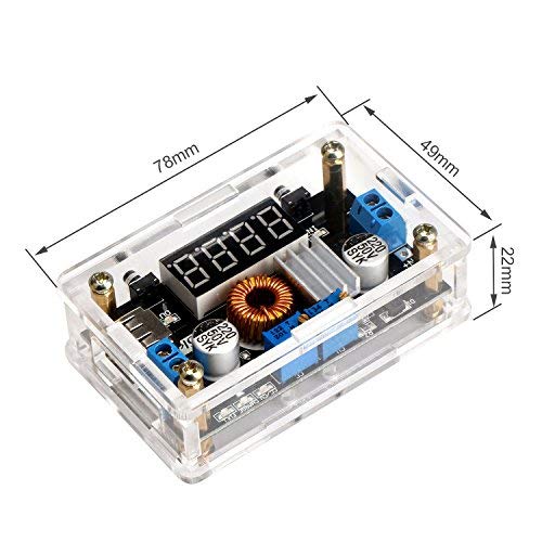 DROK® LM2596 DC Buck Volt Regulator 36V to 24V 12V 5V 3.3V 3V Converters Constant Volt&Amp 5-36V to 1.25-32V 5A 75W Step-Down LED Driver Switch Power Supply Digital LED Voltmeter USB Output