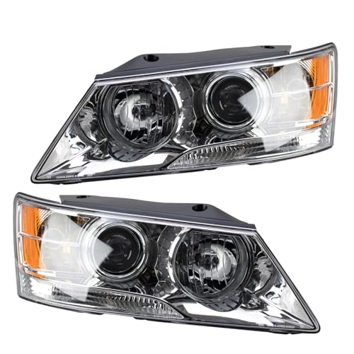 Image of TRQ 2 Piece Headlight Assembly Set Driver & Passenger Side Compatible with 2009-2010 Hyundai Sonata HY2502148 HY2503148