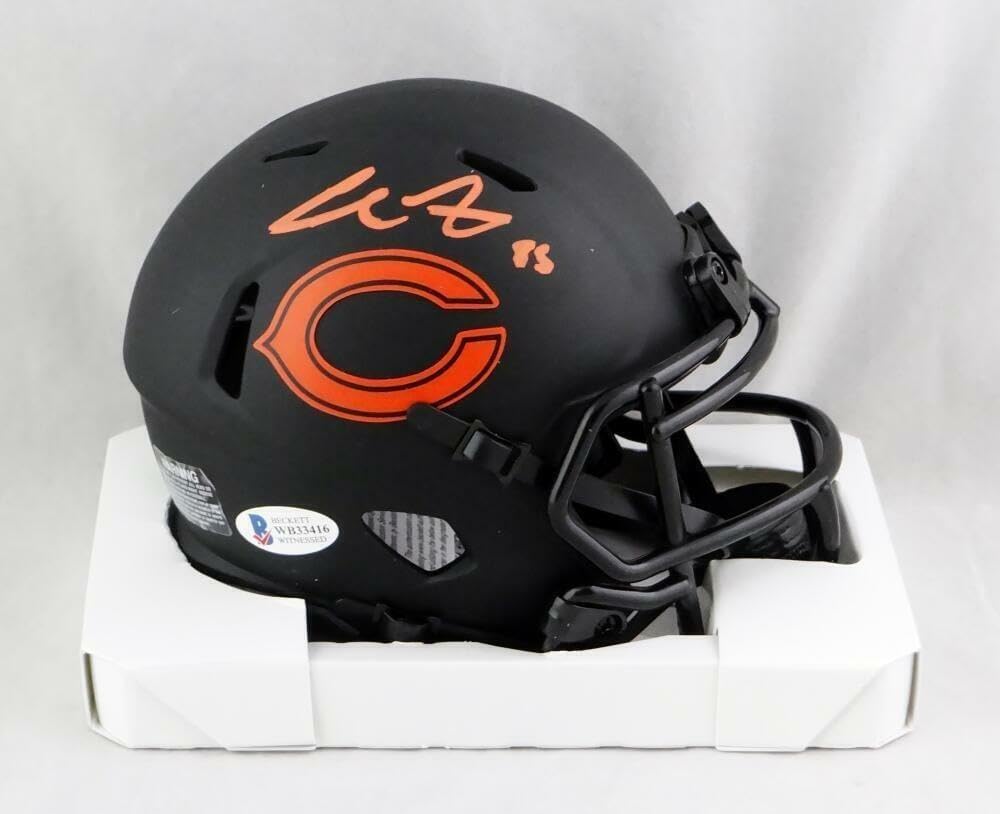Cole Kmet Signed Chicago Bears Eclipse Speed Mini Helmet- Beckett W Auth *Orange - Autographed College Mini Helmets