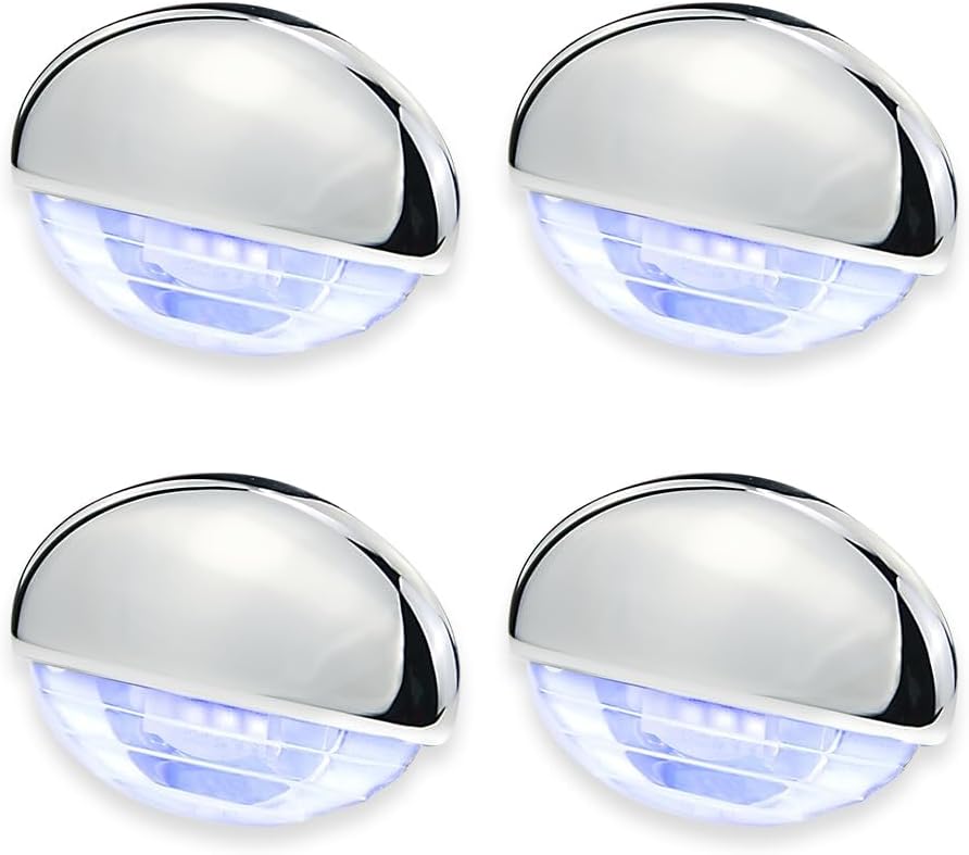 4PCS Boat Interior Courtesy Lights,Step Lights Stair Lights Accent Utility Lighting Flush Mounted IP67 Waterproof Lamp For Yacht ，RV, Caravan,Pontoon,Fishing Boat,Sailboat DC12V (Blue)