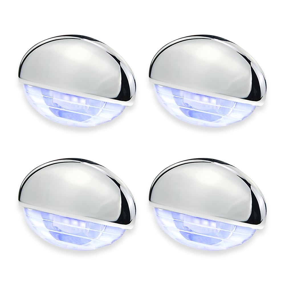 Photo 1 of CLGMarine 4PCS Boat Interior Courtesy Lights,Step Lights Stair Lights Accent Utility Lighting Flush Mounted IP67 Waterproof Lamp For Yacht ?RV, Caravan,Pontoon,Fishing Boat,Sailboat DC12V (Blue)