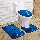 El conjunto incluye: 1 alfombra de baño rectangular 50x80cm + 1 alfombra de suelo contorno en forma de U 50x40cm + 1 alfombra de cobertura ovalada 45x35cm.