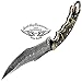 Best.Buy.Damascus1 Ram Horn 9.5'' Fixed Blade Custom Hand Made Damascus Steel Hunting Knife Prime Quality with Leather Sheath