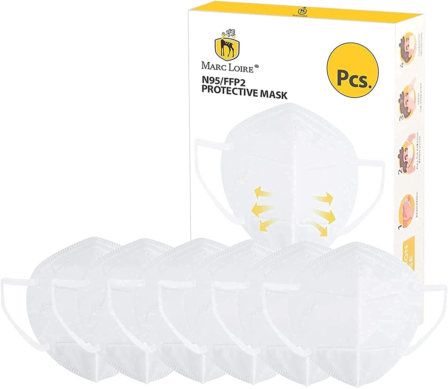 Marc Loire Pack of 6 Certified 5-Layered Outdoor Protection Anti Pollution Free Size White N95 Face Mask For Men And Women (Pack of 6, White) (B09DYNV9KH) Amazon Price History, Amazon Price Tracker