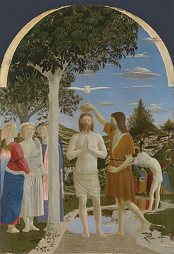Toile Murale le Baptême du Christ de Piero Della Francesca : Une Déco d'Art Noble en 60x90cm