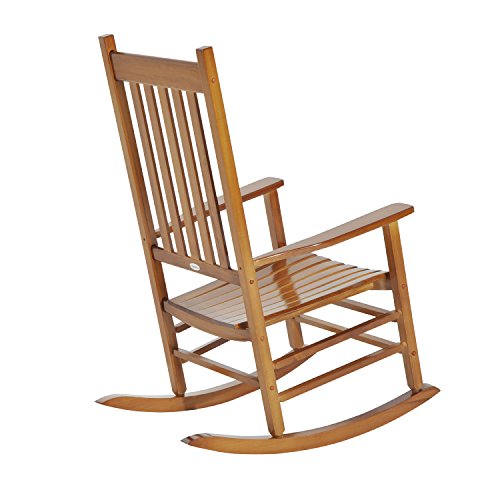 Outsunny Outdoor Rocking Chair, Wooden Rustic High Back All Weather Rocker, Slatted For Indoor, Backyard & Patio, Natural #TOP6