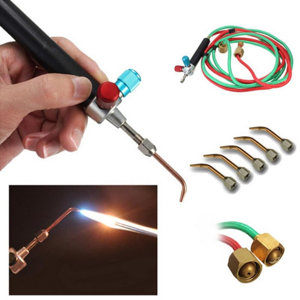 Mini pistola de gas con 5 puntas, kit de soplete de soldadura de joyería para oxígeno, acetileno butano