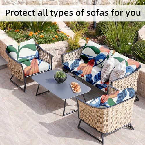 Image of BIETYONE 8Pcs Stretch Patio Cushion Covers, Outdoor Couch Covers Replacement,Outdoor Couch & Sofa Slipcovers,for Patio Furniture Cushion Covers,Washable Reusable Furniture Protector (Print,Cover Only)