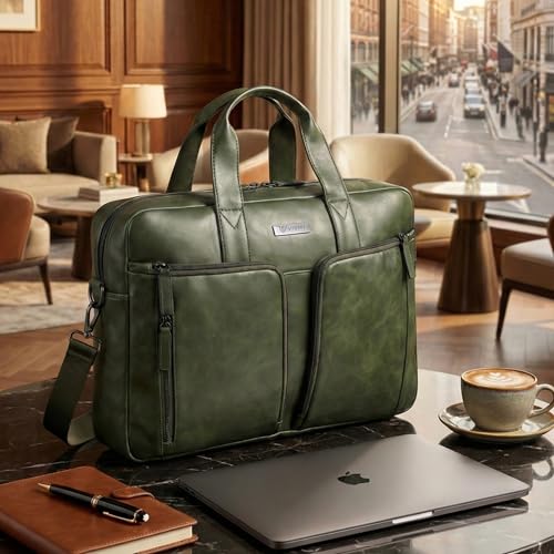 Image of VISMIINTREND Leather Laptop Office Bags for Men & Women, Fits 13 /14 /15.6 Inch Laptop, Macbook Bag Office /Travel, Laptop Messenger /Briefcase Bag | Corporate Gifts