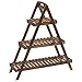 Outsunny Scaffale Porta Vasi a Piramide, Piedistallo per Piante/Fiori, con 3 Ripiani, 86x28x100cm Marrone