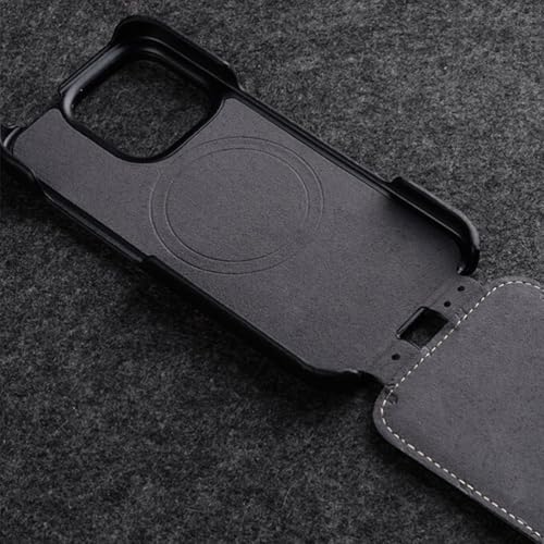 Étui en cuir véritable iPhone 17 Pro Max vertical compatible induction - 3