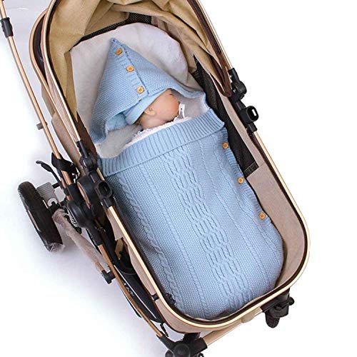 YLJYST Newborn Baby Hooded Sleeping Bag, Baby Cradle Knit Wrapped Sleeping Pad, Baby Girl Girl 0-9 Months Wrapped Envelope Thickened Warm Sleeping Bag Cover