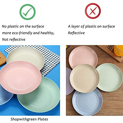 Shopwithgreen Lightweight Wheat Straw Plates - 4 Pack 7.8'' Unbreakable Dinner Plates, Dishwasher & Microwave Safe, BPA free, for Kids,Children,Toddler & Adult