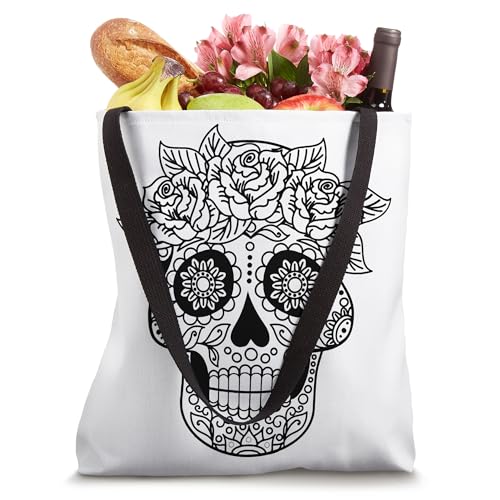Bolso Tote para Adultos con Diseño Floral y Calavera miniatura 4