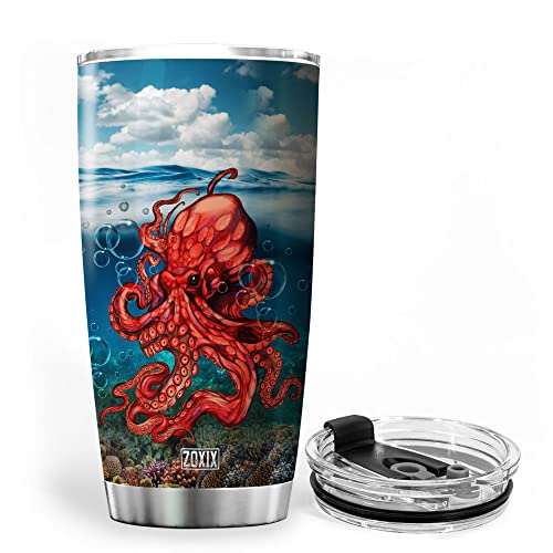 Zoxix Advice From Am Octopus Tumbler With Lid 20Oz Novelty Ocean Theme Coffee Cups For Animal Lovers Vacuum Stainless Steel Travel Mug Sea Life Gifts For Women Insulated Tumblers #TOP2
