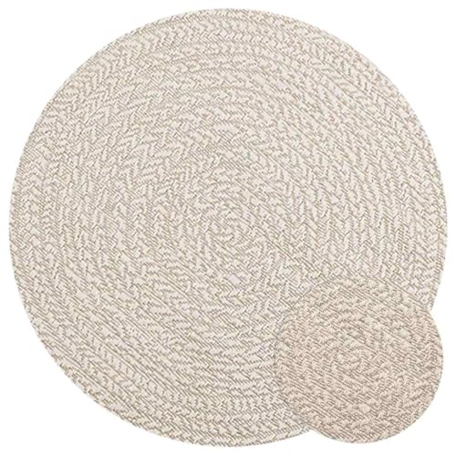 Tonture ZIZUR - Alfombra redonda de tejido plano con aspecto de yute, resistente, decoración para salón, dormitorio, interior y exterior, resistente a la intemperie