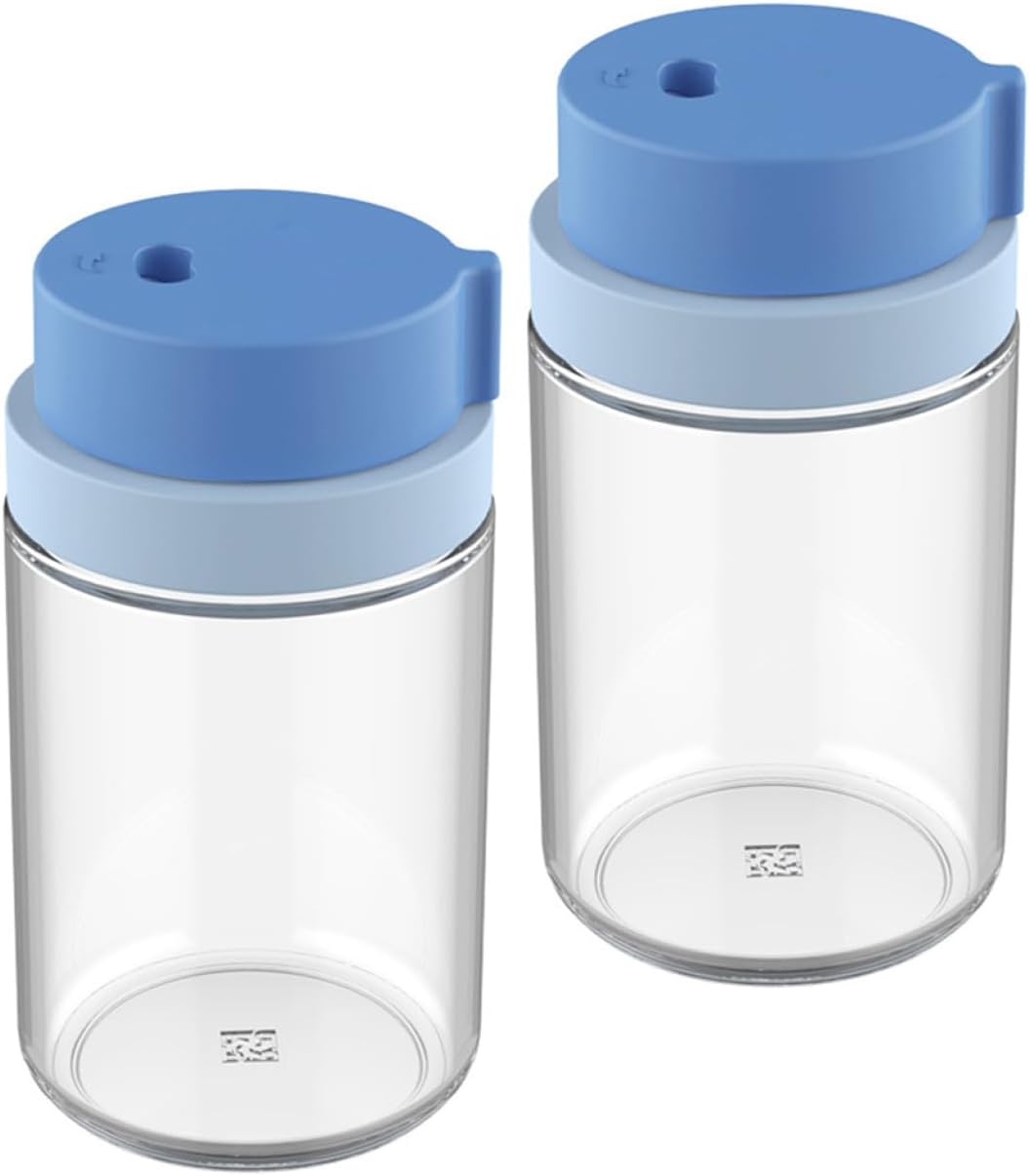 Garneck 2pcs Rotatable Condiment Jars with Sealed Design for Kitchen Seasoning Storage Practical Pepper Shakers for Salt Sugar BBQ Powder Portable and Easy to Clean (Blue)