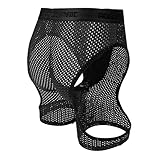 Evankin Mens Sexy Underwear Boxer Briefs Ice Silk Hollow Underpants Long Breathable Lingerie Elastic Sports Short Pants, Black, XL - Image 6