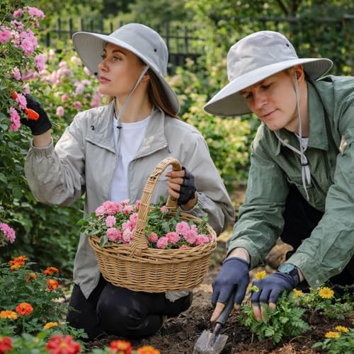 Image of Wide Brim Sun Hat for Men Women UV Protection Ventilated Summer Hats for Fishing Hiking Garden Beach