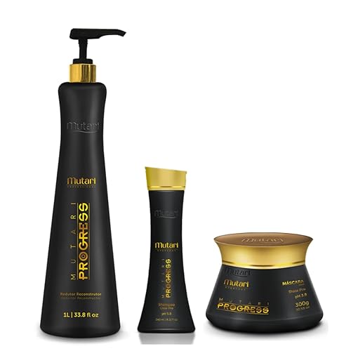 MUTARI PROGRESS KERATIN 33.8 onzas líquidas + juego de mantenimiento (SAMPÚ 8.12 onzas líquidas + acondicionador de 10 onzas) | REDUCTOR